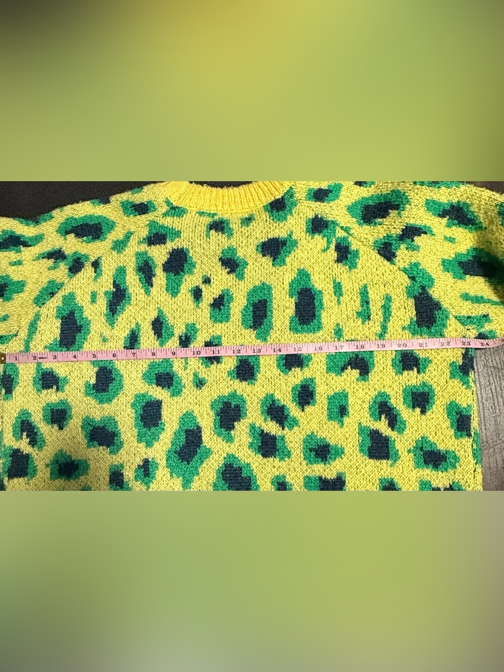 Apparis Yellow Green Leopard-Print Crewneck Sweater - Picture 5 of 6